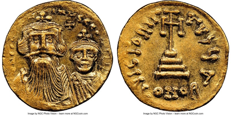 Constans II Pogonatus (AD 641-668) and Constantine IV. AV solidus (20mm, 4.48 gm...