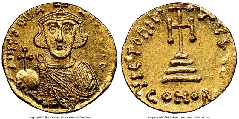 Justinian II, first reign (AD 685-695). AV solidus (19mm, 4.38 gm, 6h). NGC MS 4...