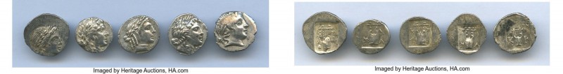 ANCIENT LOTS. Greek. Lycian League. Ca. 48-20 BC. Lot of five (5) AR hemidrachms...