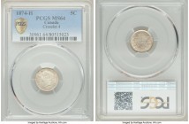 Victoria "Crosslet 4" 5 Cents 1874-H MS64 PCGS, Heaton mint, KM2. A superior, satiny selection of the "Crosslet 4" variety, noteworthy for its quality...