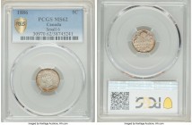 Victoria "Small 6" 5 Cents 1886 MS62 PCGS, London mint, KM2. Small 6 variety. Highly original, with copper-gold touches of patination contrasting agai...