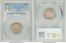 Victoria "Small 6" 10 Cents 1886 AU58 PCGS, London mint, KM3. A better variety showcasing a variegated pattern of toning against only subtle signs of ...
