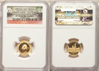 People's Republic gold Proof Panda "Smithsonian Institution - Tian Tian" 1/10 Ounce Medal 2014 PR70 Ultra Cameo NGC, 18mm. Sold with wooden display ca...
