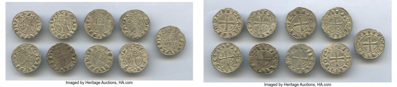 Principality of Antioch 9-Piece Lot of Uncertified Bohemond Era "Helmet" Deniers...