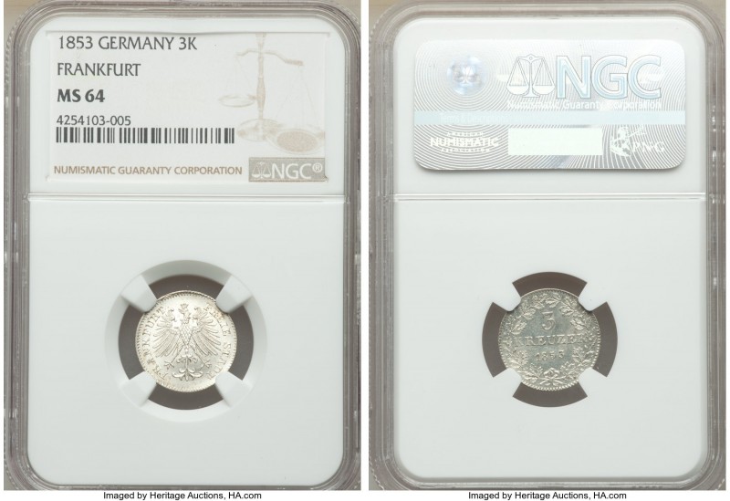 3-Piece Lot of Certified Assorted Issues NGC, 1) German States: Frankfurt. Free ...