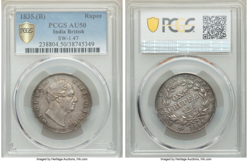 British India 3-Piece Lot of Certified Assorted Issues PCGS, 1) William IV Rupee...