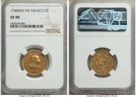 Ferdinand VI gold 2 Escudos 1748 Mo-MF XF40 NGC, Mexico City mint, KM126.1. Well-centered and cleanly struck, with an appealing portrait of Ferdinand ...