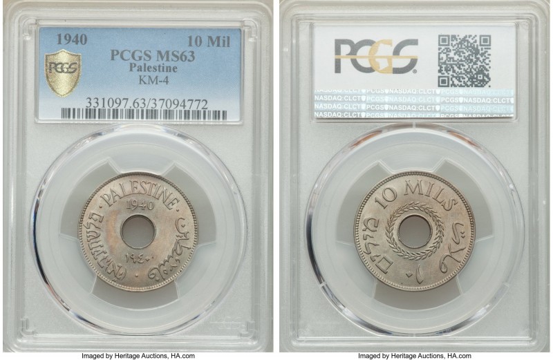 British Mandate 10 Mils 1940 MS63 PCGS, KM4. 

HID09801242017

© 2020 Herita...