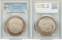 South Peru. Republic 8 Reales 1838 CUZCO-MS AU55 PCGS, Cuzco mint, KM170.4. Lightly circulated, with a ring of fiery tone decorating the obverse perip...