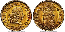 Ferdinand VI gold 1/2 Escudo 1747 M-JB MS62 NGC, Madrid mint, KM372.

HID09801242017

© 2020 Heritage Auctions | All Rights Reserved