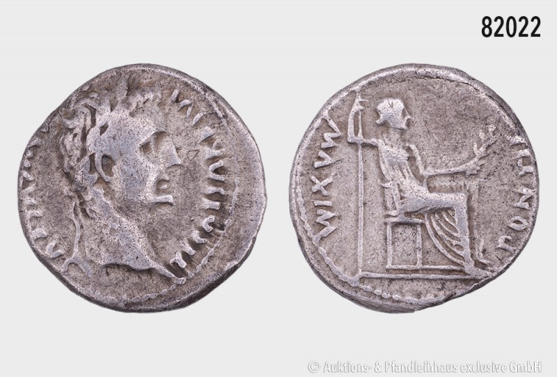 Römische Kaiserzeit, Tiberius (14-37), Denar, sog. "Tribute Penny", Lugdunum. Vs...