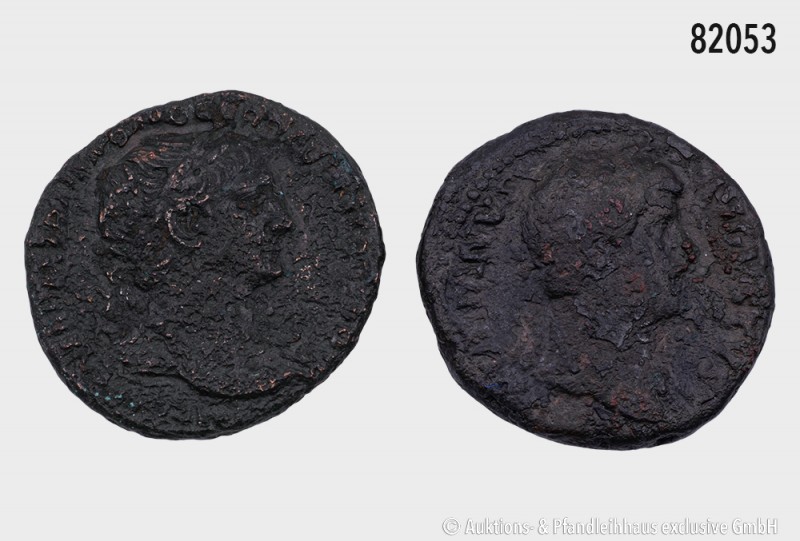 Römische Kaiserzeit, Konv. von zwei Bronzemünzen, bestehend aus: Traian (89-117)...