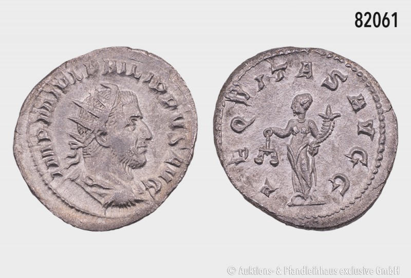 Römische Kaiserzeit, Philippus I. Arabs (244-249), Antoninian, Rom. Vs. IMP M IV...