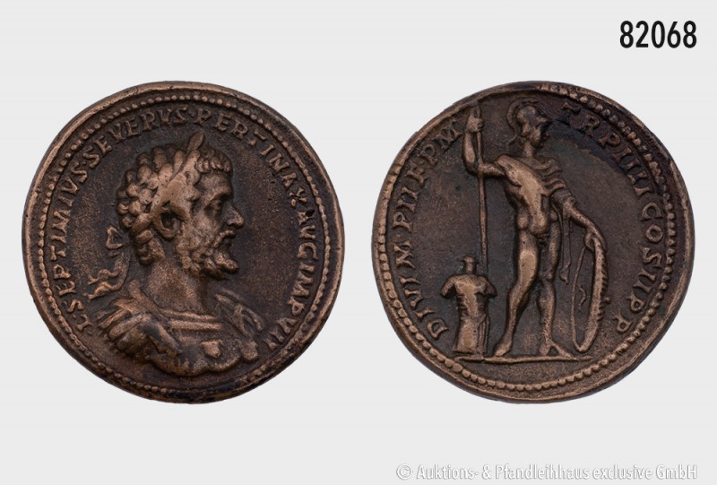 Septimius Severus (193-211), spätere Bronzegussmedaille o. J., Paduaner, unsigni...