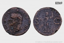 Römische Kaiserzeit, Agrippa (63 v. Chr.-12 v. Chr.), geprägt unter Caligula (37-41), As, Rom. Vs. M AGRIPPA L F COS III, Porträtkopf mit corona rostr...