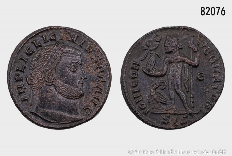 Römische Kaiserzeit, Licinius I. (308-324), Follis, Siscia. Vs. IMP LIC LICINIVS...