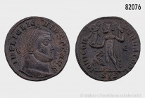 Römische Kaiserzeit, Licinius I. (308-324), Follis, Siscia. Vs. IMP LIC LICINIVS P F AVG, Porträtkopf mit Lorbeerkranz nach rechts. Rs. IOVI CON-SERVA...