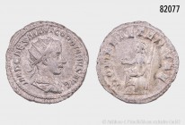 Römische Kaiserzeit, Gordian III. (238-244), Antoninian, 240, Rom. Vs. IMP CAES M ANT GORDIANVS AVG, gepanzerte Porträtbüste mit Paludamentum und Stra...