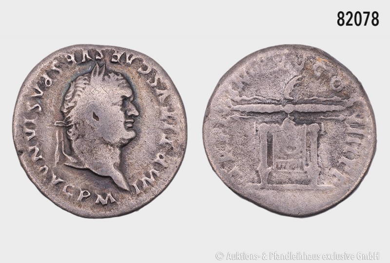 Römische Kaiserzeit, Titus (79-81), Denar, 80, Rom. Vs. IMP TITVS CAES VESPASIAN...