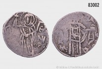 Byzanz, Kaiserreich von Trapezunt, Manuel I. Comnenus (1238-1263), Silber-Asper. Vs. Der Hl. Eugenius frontal stehend. Rs. Der Kaiser frontal stehend....