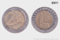 Bundesrepublik Deutschland, Fehlprägung (sog. "Spiegelei", Mittelteil unsauber eingesetzt) 2 Euro 2008 D, Hamburg. 8,38 g; 26 mm. Äußerst selten. Fast...