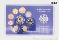 BRD, Konv. von 2 Kursmünzensätze 1978 F und G, original verkapselt in blauem Epalux, minimal beschädigt und mit Kratzern. PP.