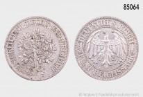 Weimarer Republik, 5 Reichsmark 1928 F, Eichbaum. 25,12 g; 36 mm. AKS 25; Jaeger 331. Gutes sehr schön/fast Vorzüglich.