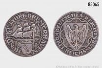 Weimarer Republik, 3 Reichsmark 1927 A, 100 Jahre Bremerhaven. Vermutlich handelt es sich um eine Probe, der Rand ist glatt, sonst weist die Prägung a...
