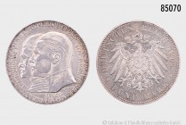 Hessen, Ernst Ludwig (1892-1918), 5 Mark 1904 A, auf den 400. Geburtstag Philipps des Großmütigen. 27,76 g; 38 mm. AKS 161; Jaeger 75. Minimale Kratze...