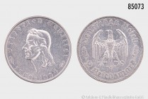 Drittes Reich, 2 Reichsmark 1934 F, auf den 175. Geburtstag Friedrich Schillers. 7,85 g; 25 mm. AKS 94; Jaeger 358. Fast vorzüglich.