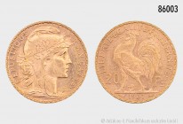 Frankreich, Dritte Republik, 20 Francs 1907, 900er Gold. 6,44 g; 21 mm. Vorzüglich/fast Stempelglanz.