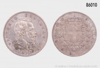 Königreich Italien, Vittorio Emanuele II (1861-1878). 5 Lire 1874, Mailand. 24,87 g; 37 mm. Pagani 498; Kahnt/Schön 14. Kleine Kratzer, fast vorzüglic...