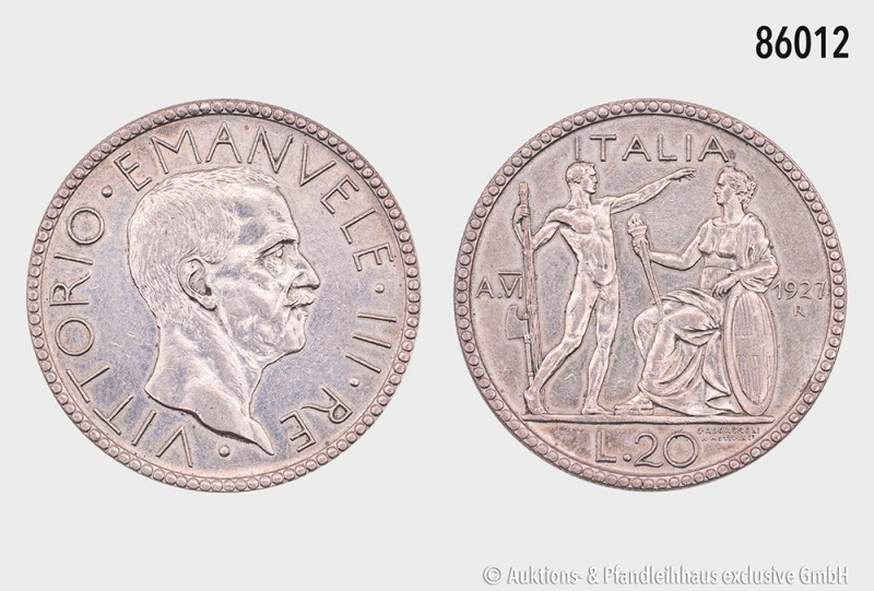 Königreich Italien, Vittorio Emanuele III. (1900-1946), 20 Lire 1927 R. 14,97 g;...