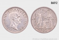 Königreich Italien, Vittorio Emanuele III. (1900-1946), 20 Lire 1927 R. 14,97 g; 35 mm. Pagani 672; Schön 67. Attraktives Exemplar, unbedeutende Kratz...