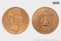 Mexiko, Maximilian (1864-1867), Peso 1865 (Phantasieprägung). 0,48 g; 10 mm. Vorzüglich.