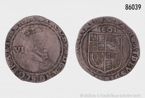 Großbritannien, James I. (1603-1625), Sixpence 1603. Vs. Gekrönte Porträtbüste des Königs nach rechts, dahinter VI. Rs. Wappen, darüber 1603. 2,88 g; ...
