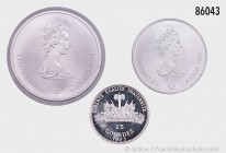Umfangreiches Konv. von Silbergedenkmünzen: Kanada, 10 Dollars 1974 (925er Silber), auf die XXI. Olympischen Sommerspiele 1976 in Montréal (10 Stück);...