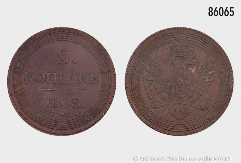 Russland, Alexander I. (1801-1825), 5 Kopeken 1808. 47,60 g; 42 mm. Schön 18. Se...