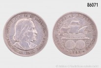 USA, 1/2 Dollar 1893 auf die Welt-Kolumbus-Ausstellung in Chicago, 900er Silber. 12,53 g; 30 mm. Schön. 82. Sehr schön/fast vorzüglich.