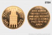 Bundesrepublik Deutschland, Goldmedaille 1970, auf die Steipe am Trierer Hauptmarkt. 986er Gold. 3,99 g; 20 mm. PP.