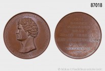 Bronzemedaille 1828, von Pfeuffer bei Loos, auf die Rückkehr von Eduard Rüppell nach 10-jähriger Forschungsreise. 72,34 g; 50 mm. Joseph/Fellner 1031....