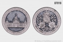 Zinnmedaille 1882, unsigniert, Erinnerung an die Bayer. Landes-, Industrie- und Kunstausstellung in Nürnberg. 29,55 g; 47 mm. Winzige Kratzer, feiner ...