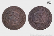 Bronzene Spottmedaille 1870, auf die Gefangennahme Napoleons III. durch Preußen. Vs. Porträtkopf Napoleons mit Pickelhaube nach links. Rs. VAMPIRE DE ...