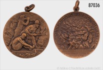 Schweiz, tragbare Bronzemedaille 1914, auf den Durchschlag des Hauenstein-Basistunnels, gewidmet den Mitarbeitern der Julius Berger Tiefbau AG Berlin-...