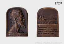 Große Bronze-Gussplakette 1913, von Oskar Brack bei Poellath, Schrobenhausen, auf Eugen Wieland. Vs. Porträtbüste nach rechts. Rs. Vierzeiliges Gedich...