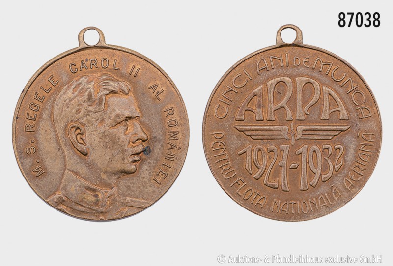 Rumänien, Karl II. (1930-1940), tragbare Medaille 1932, unsigniert (von Fässler)...