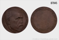 Medicina in nummis: große Medaille 1982, von Thomae, auf den Internisten, Pathologen und Pharmakologen Bernhard Naunyn (1839-1925). 97 mm. Vorzüglich....