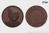 Bronzemedaille 1883, von Wilhelm Mayer Stuttgart, 2. Preis der Geflügel-Ausstellung in Straßburg. Vs. Huhn nach links stehend, unten WILH. MAYER STUTT...
