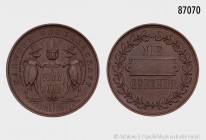 Bronzemedaille o. J. (ca. 1905), der Karneval-Gesellschaft "Käwern" Frankfurt am Main. Vs. KAEWERN GESELLSCHAFT / FRANKFURT A M, zwei Käfer mit Zylind...