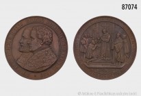 Preußen, Medaille 1839, der Stadt Berlin, von C. Pfeuffer, anlässlich des 300. Jubiläums der Reformation. Vs. Die Porträtbüsten Kurfürst Joachims II. ...